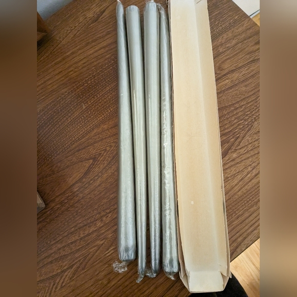 Vintage 1960s silver long tapered candles - two sets - Picture 1 of 7